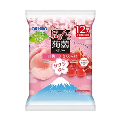 Konnyaku Jelly Pouch 12P White Peach + Cherry