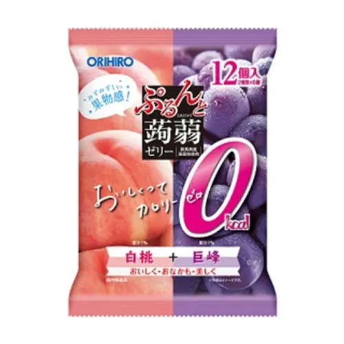 Konnyaku Jelly Pouch 12P Calorie Zero White Peach + Grape