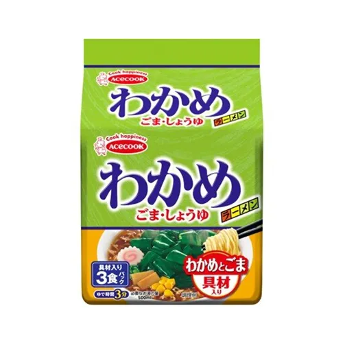 Wakame Ramen Sesame Soy Sauce 3 Pack With Ingredients