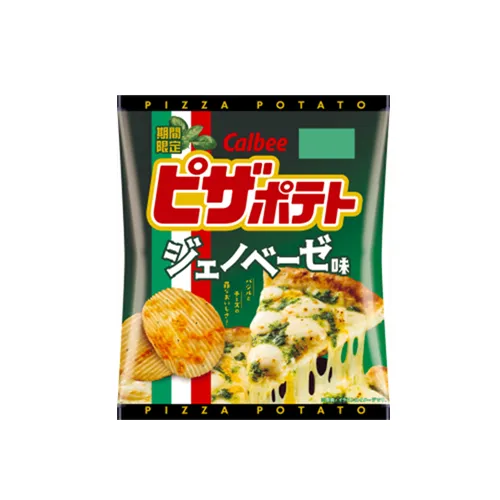 Calbee Pizza Potato chips Pesto Genovese flavor with melty cheese topping, 57g