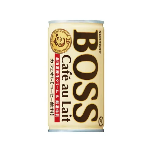 BOSS Café au Lait 185g can — coffee with Hokkaido cream and milk