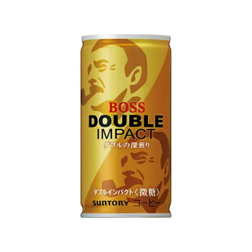 BOSS Double Impact Slightly Sweet 185g can — balanced milk sweetness and coffee bitterness
