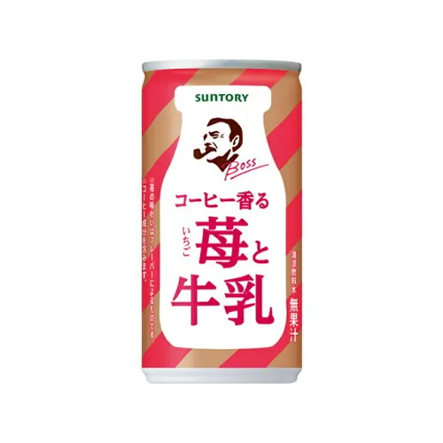 BOSS Coffee-Scented Strawberry & Milk 185g can — strawberry milk with coffee aroma