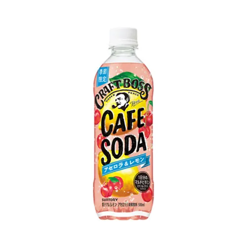 Craft Boss Café Soda Acerola & Lemon 500ml—lightly carbonated coffee soda with acerola, lemon, hint of mint