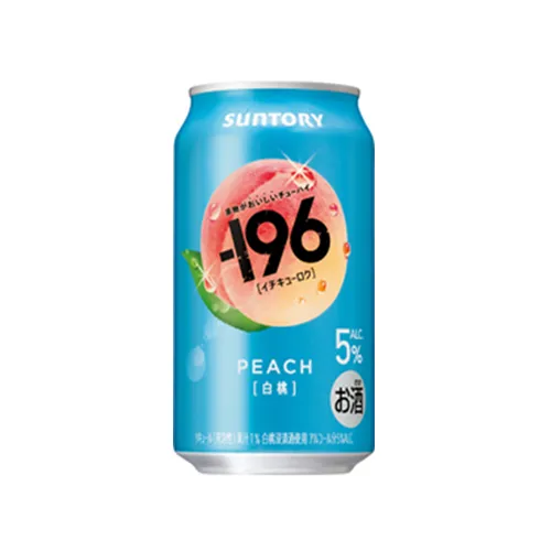 Suntory –196°C Sugar-Free White Peach chu-hai 5% ABV — fresh, ripe white-peach taste
