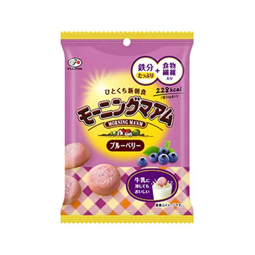 Fujiya Morning Ma’am Blueberry — soft blueberry cookies with added iron
