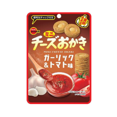 Bourbon Mini Cheese Okaki, Garlic & Tomato flavor, cheese-cream sandwiched rice crackers, 22g