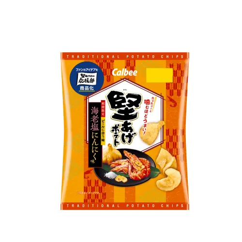 Calbee Kata-Age Potato hard-fried chips shrimp salt and garlic flavor, 60g