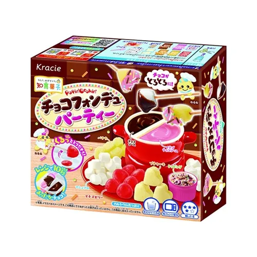 Poppin' Cookin chocolate fondue candy kit with dipping marshmallows and fruits
