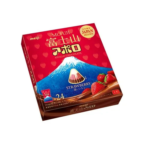 Meiji Mt. Fuji Apollo Rich Strawberry — large share pack with rich strawberry cream
