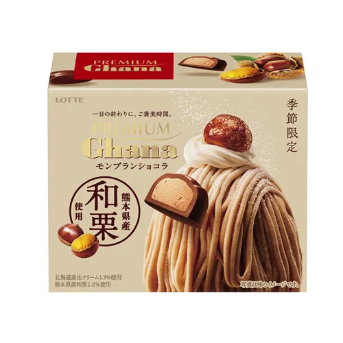 Lotte Premium Ghana Mont-Blanc Chocolat with Japanese chestnut and Hokkaido cream