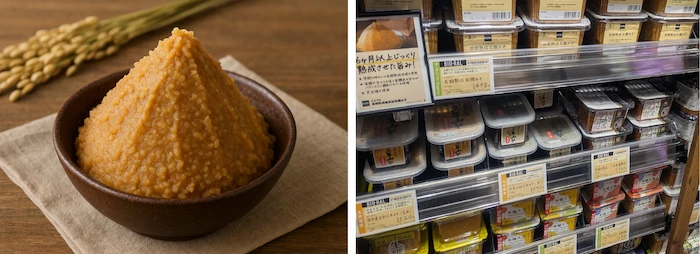 Rice Miso – Made from rice koji and soybeans, known for its light color and mild sweetness